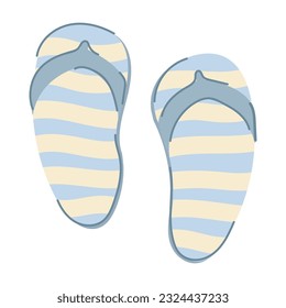 A pair of cute cartoon style striped flip flops.