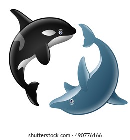 Un par de lindos delfines y orcas
