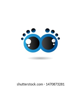 A Pair of a Cute Eyes Cartoon Logo Design Template, Company Logo Concept, Vector Icon, Blue, Black, Ellipse