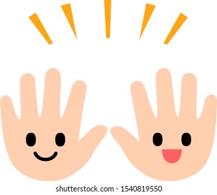 Pair of cute hands characters smiling