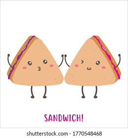 pair of cute happy sandwich vector design