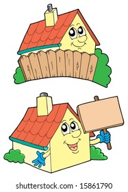 Pair of cute houses - vector illustration.