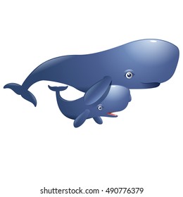 a pair of cute sperm whales