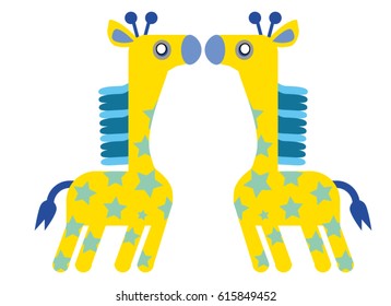 A pair of cute yellow giraffes for various designing uses.