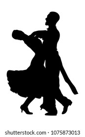 pair dancers man and woman ballroom dancing black silhouette