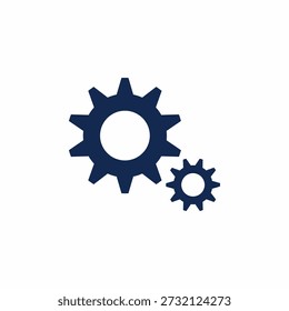 Par de ruedas dentadas de color azul oscuro en estilo de Vector plano, que representa el trabajo industrial, la integración técnica, el sistema mecánico y las piezas de maquinaria