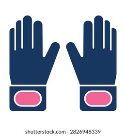 A pair of dark blue protective gloves featuring pink cuff accents. These safety tools are designed for industrial, medical, or cleaning tasks, isolated on white.