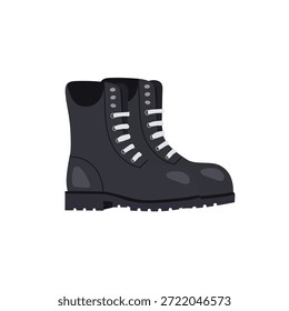 Pair of Dark Grey Work Boots with White Laces Vector Illustration