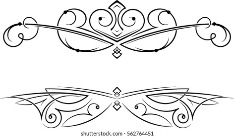 Pair of decorative swirls elements, dividers, page decors.