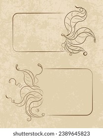Pair of decorative vector frames with rounded corners on a old style vintage background