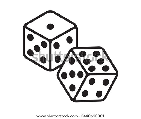 Pair of dice to gamble or gambling line vector icon, dice cube, casino game. Black icon. casino symbol, used for web, mobile phone, app, logo. Stock photo © 