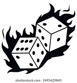 Par de dados para apostar o apostar en el fuego en los dados línea de arte Vector icono para App de casino y Sitios web