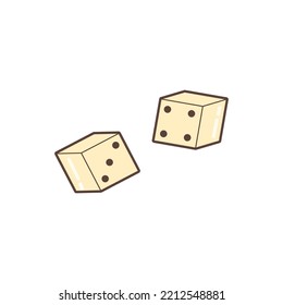 Pair of dice to gamble in retro style. Flat vector illustration.