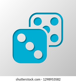 Pair of dice. Icon of azart games. Paper design. Cutted symbol with shadow