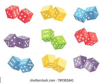 Würfel einzeln auf Weiß. Würfel-Casino-Glücksspiel-Set. Vektorgrafik