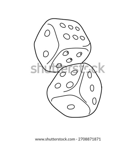 Pair of Dice in Outline Style for Gaming and Gambling Designs or Educational Resources Showing Probability and Chance Concepts for Board Games and Casino Themes