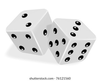 pair of dice roll on the game table - vector illustration of gambling symbol