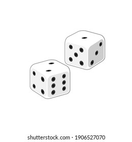 Pair Of Dice Vector Clipart. Vector Clipart. Two White Craps Board Game. Isolated Illustration Icon.