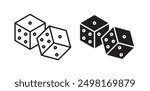 Pair of dice vector icon set in black color.
