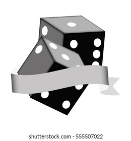 pair of dices icon with decorative ribbon over white background. vector illustration