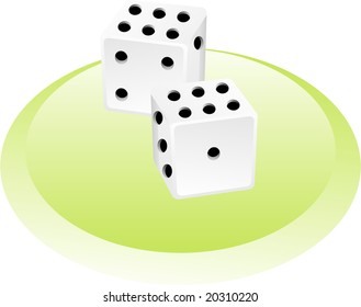 Pair of dices, two in six number on a game table