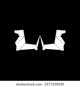 Pair Dog Shape Inspired by Origami Form, can use for Logo, Pictogram, Animal Figure, Website, Apps, or Graphic Design Element. Vector Illustration