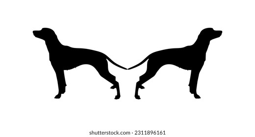 Pair of the Dog Silhouette for Logo, Art Illustration, Apps, Pictogram, Website, or Graphic Design Element. Vector Illustration 