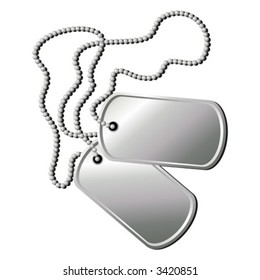 Pair of dog tags or identity plates with copy space over white background