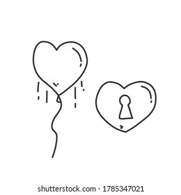 A pair of doodle hearts vector with a white background.