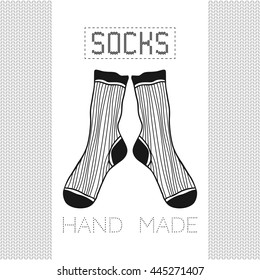 Pair of doodle socks isolated on white background. Clothing, accessory. 