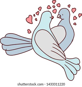 A pair of doves love symbol sign vector design illustration