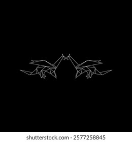 Pair Dragon Polygonal Lines, can use for Logo, Pictogram, Mythology Creature Figure, Website, Apps, or Graphic Design Element. Vector Illustration