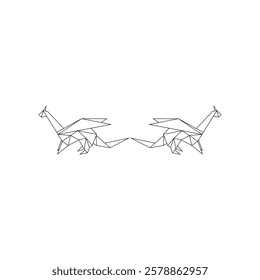 Pair Dragon Polygonal Lines, can use for Logo, Pictogram, Mythology Creature Figure, Website, Apps, or Graphic Design Element. Vector Illustration