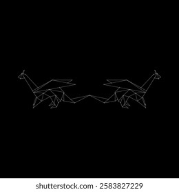 Pair Dragon Polygonal Lines, can use for Logo, Pictogram, Mythology Creature Figure, Website, Apps, or Graphic Design Element. Vector Illustration