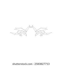 Pair Dragon Polygonal Lines, can use for Logo, Pictogram, Mythology Creature Figure, Website, Apps, or Graphic Design Element. Vector Illustration