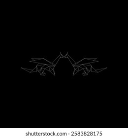 Pair Dragon Polygonal Lines, can use for Logo, Pictogram, Mythology Creature Figure, Website, Apps, or Graphic Design Element. Vector Illustration