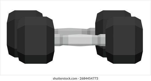Par de hexágono em forma de haltere, isolado em fundo branco. Ícone de campainha. Equipamento desportivo. Ilustração vetorial