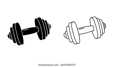Pair of Dumbbells Icon - Symmetrical Gym Weights Vector for Workout, Fitness, and Strength Training