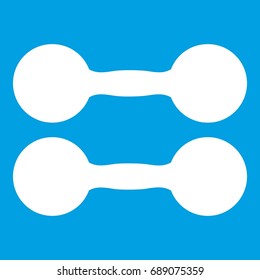 Pair of dumbbells icon white isolated on blue background vector illustration