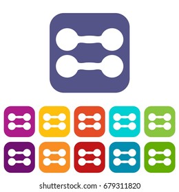 Pair of dumbbells icons set vector illustration in flat style In colors red, blue, green and other