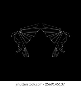 Pair Eagle Polygonal Lines, can use for Logo, Pictogram, Bird Figure, Website, Apps, or Graphic Design Element. Vector Illustration