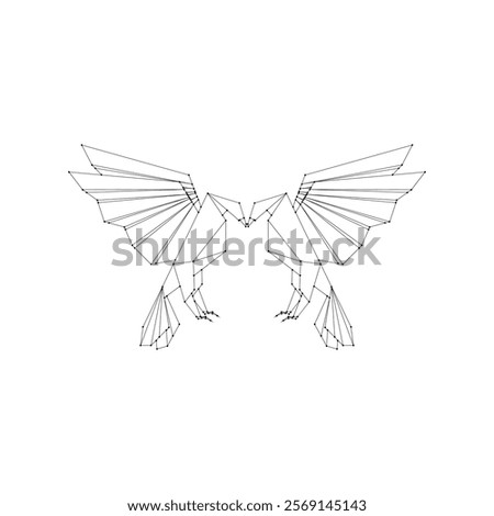 Pair Eagle Polygonal Lines, can use for Logo, Pictogram, Bird Figure, Website, Apps, or Graphic Design Element. Vector Illustration