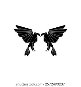 Pair Eagle Shape Inspired by Origami Form, can use for Logo, Pictogram, Bird Figure, Website, Apps, or Graphic Design Element. Vector Illustration