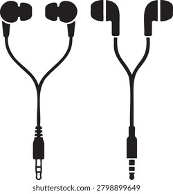 Pair of earbuds with audio jack, electronic accessory, technology concept.