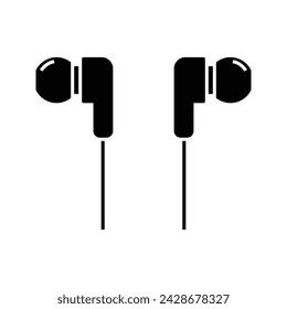 Pair of earphone, audio device icon vector