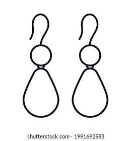 Pair of earrings. Isolated vector set. Outline illustration.