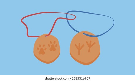 Paar Ohrringe auf blauem Hintergrund. Vektorgrafik.