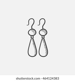 Pair of earrings sketch icon for web, mobile and infographics. Hand drawn vector isolated icon.