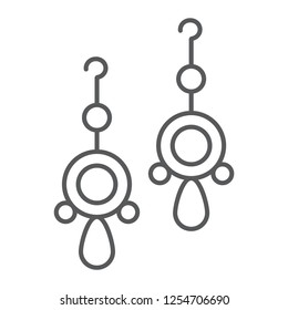 Pair of earrings thin line icon, jewellery and accessory, rounded earrings sign, vector graphics, a linear pattern on a white background, eps 10.