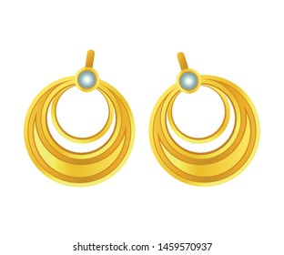 Pair of earrings from a variety of rings. Vector illustration on white background.